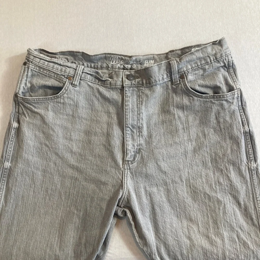 Wrangler Retro Jeans Mens 42x32 (Fits‎ 42x30) Gray Stretch Cowboy Western Rodeo
